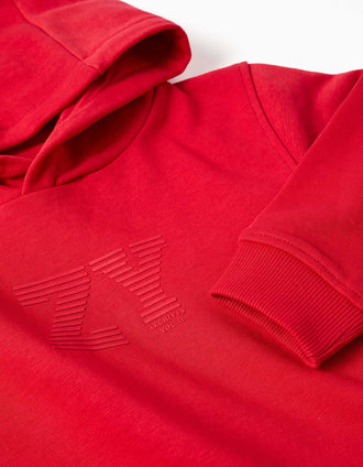 Sweat com capuz e estampado em relevo ZY para bebé menino, vermelho