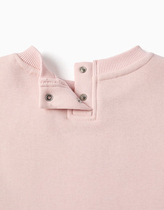 Brushed sweatshirt with flower print for baby girls, light pink