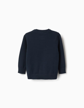 Pull en maille avec boutons sur l'épaule pour bébé garçon, bleu marine