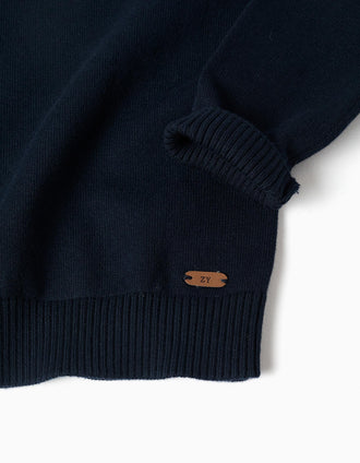 Pull en maille avec boutons sur l'épaule pour bébé garçon, bleu marine