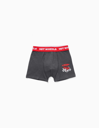 Pack de 4 boxers com estampados Hot Wheels para menino, branco/cinza