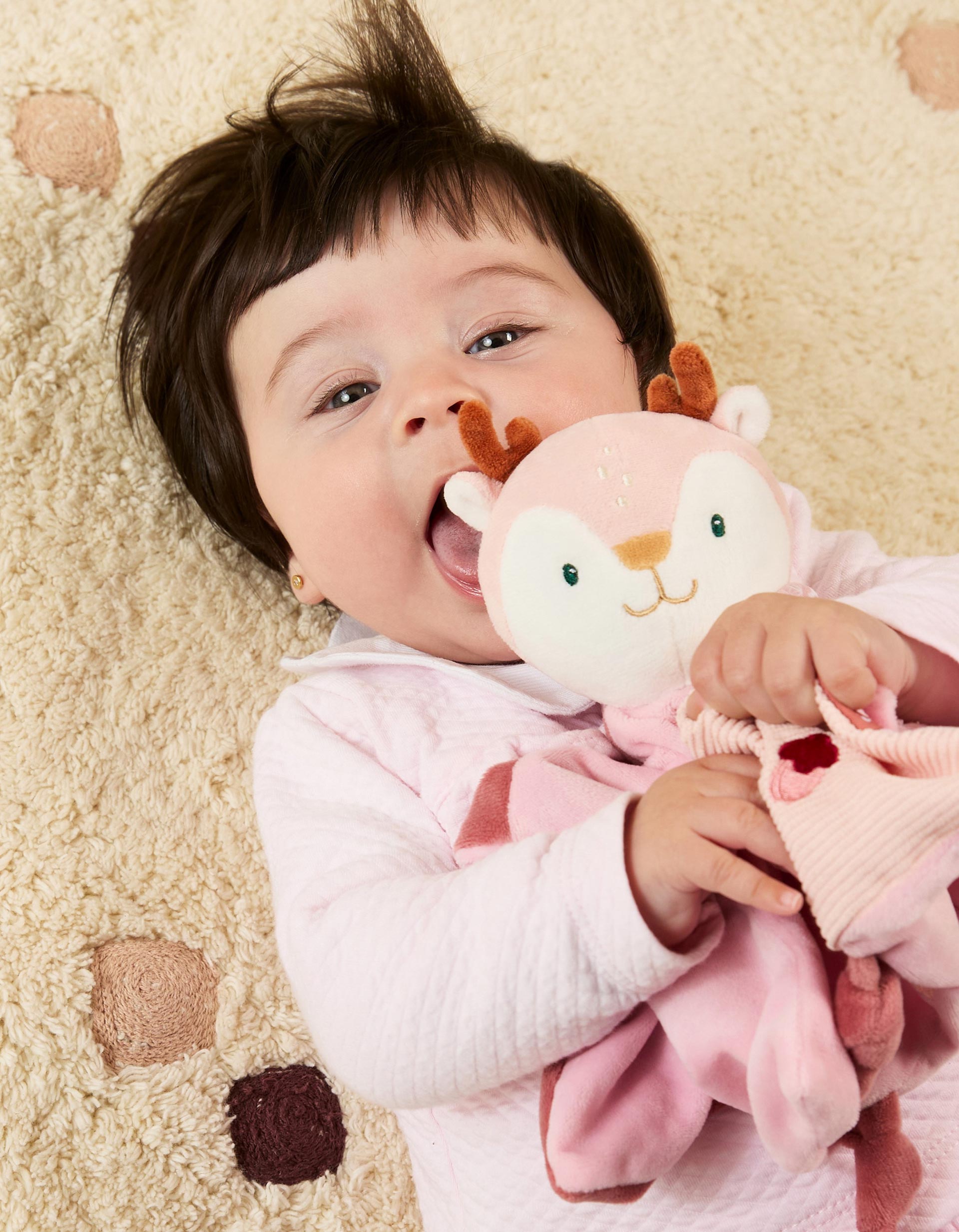 Pack Baby Deer Doudou and Rattle by Miniland 0M+, Pink