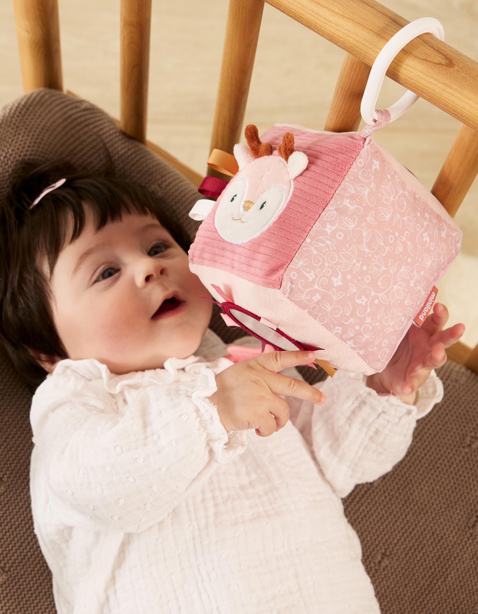 Hanging Toy Baby Deer by Miniland 0M+, Pink