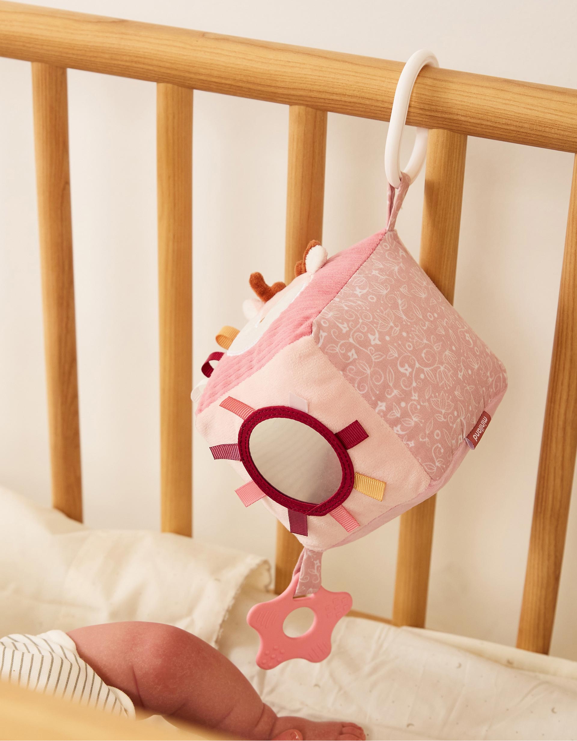 Hanging Toy Baby Deer by Miniland 0M+, Pink