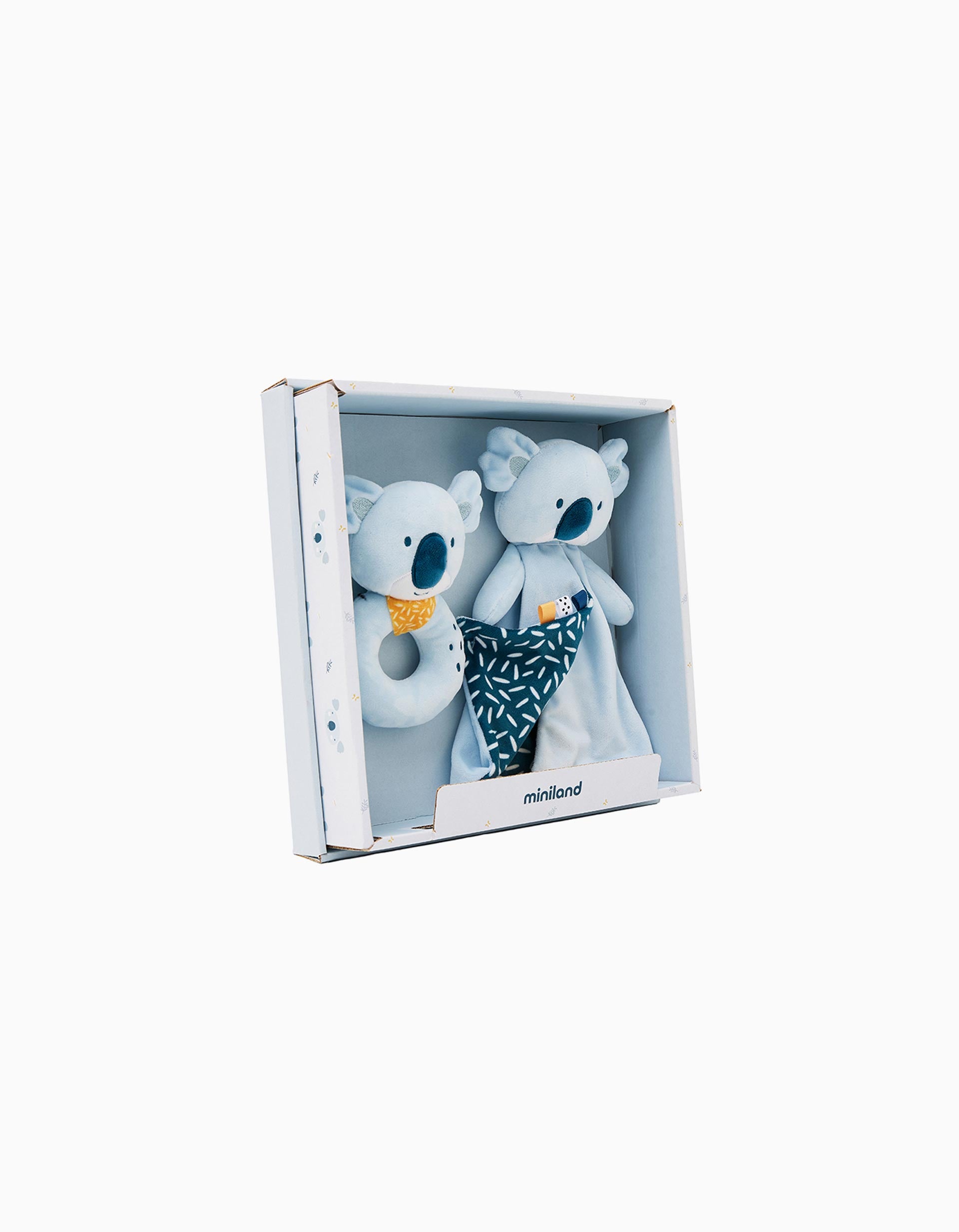 Pack Baby Deer Doudou and Rattle by Miniland 0M+, Blue