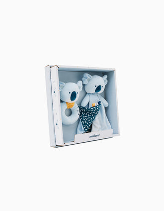 Pack Baby Deer Doudou et Hochet Miniland 0M+, Bleu