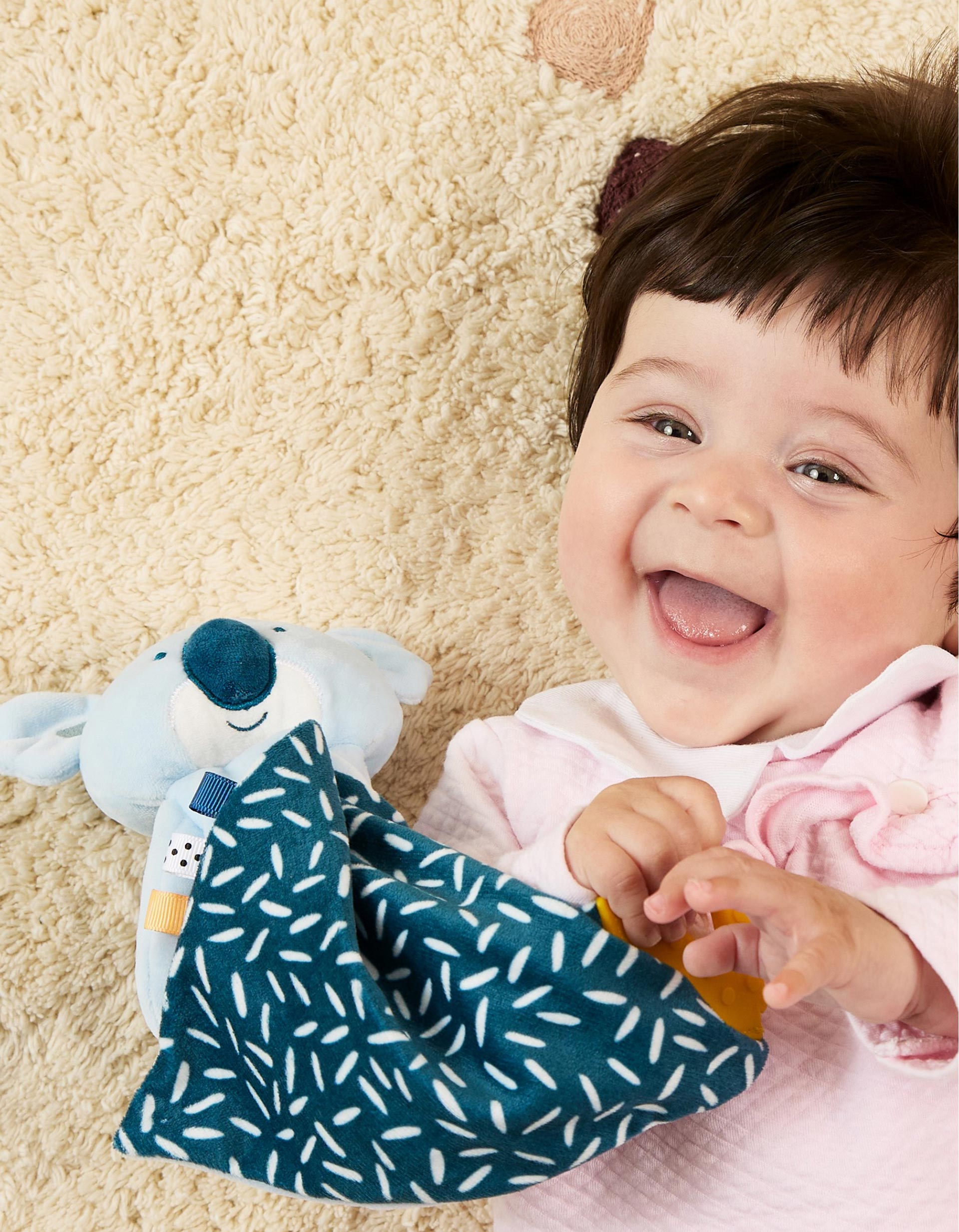 Pack Baby Deer Doudou and Rattle by Miniland 0M+, Blue