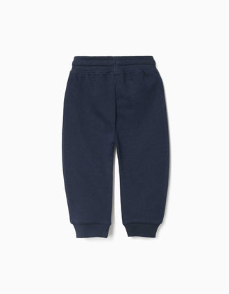 Calças de treino de felpa com cordão para bebé menino, azul-marinho