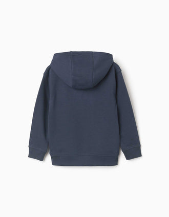Sweat à capuche avec broderie en bouclettes ZY pour garçon, bleu marine