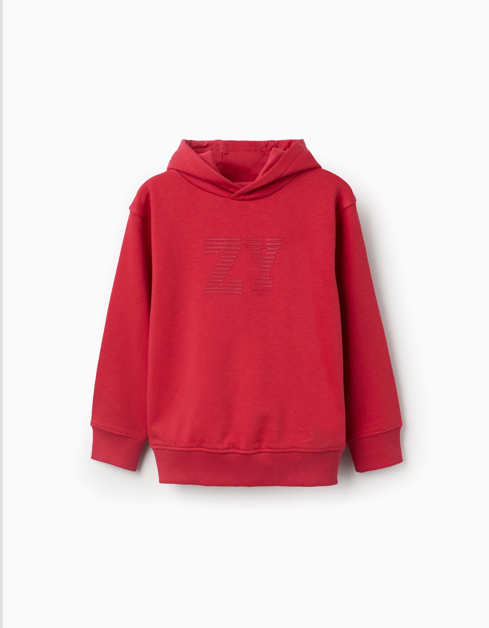 Sweat à capuche et imprimé en relief ZY pour garçon, rouge
