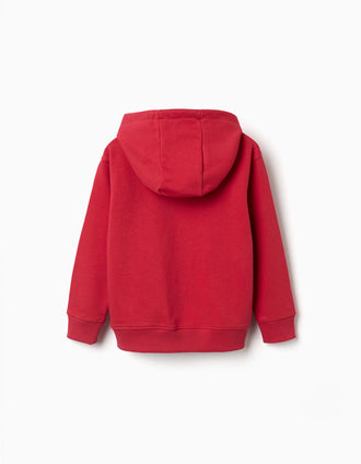 Sweat à capuche et imprimé en relief ZY pour garçon, rouge