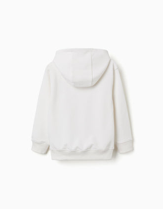 Sweat à capuche et imprimé en relief ZY pour garçon, blanc