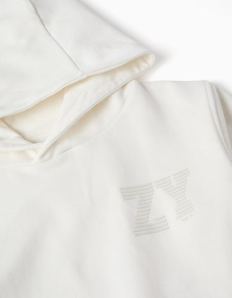 Sweat à capuche et imprimé en relief ZY pour garçon, blanc