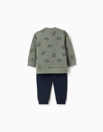 Ensemble de jogging en molleton pour bébé garçon, vert foncé/bleu marine