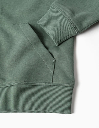 Cotton hooded jacket with ZY bouclé embroidery for boys, dark green