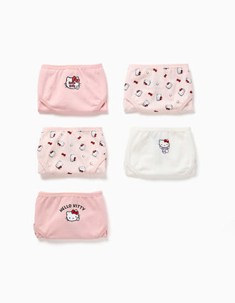 5 cuecas de algodão com estampados Hello Kitty para menina, rosa/branco