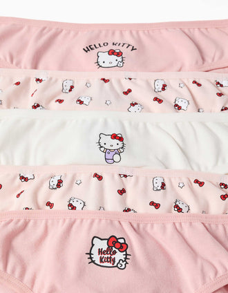 5 cuecas de algodão com estampados Hello Kitty para menina, rosa/branco