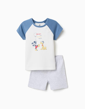 Pijama curto com Mickey & Pluto para recém-nascido e bebé, multicolor