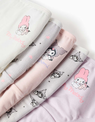 Pack 5 cuecas de algodão com estampados Kuromi para menina, multicolor