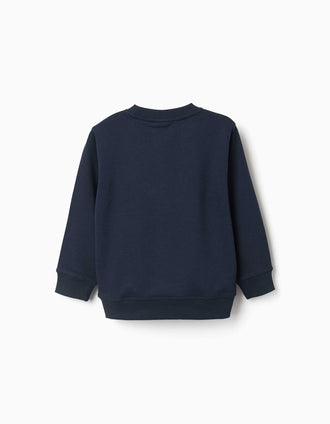 Sweatshirt with ZY embossed print for boys, navy blue