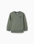 Sweat com estampado em relevo ZY para menino, verde-caqui
