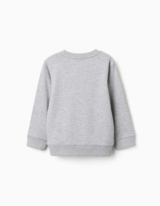 Sweat avec imprimé en relief ZY pour garçon, gris clair