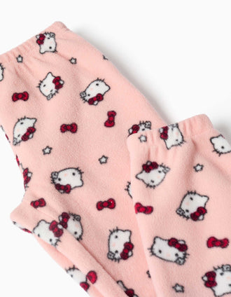 Polar fleece pyjamas with Hello Kitty embroidery for girls, white/pink