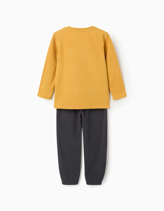 Pijama polar com bordado do Pikachu para menino, amarelo/cinza