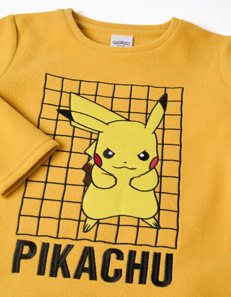 Pijama polar com bordado do Pikachu para menino, amarelo/cinza
