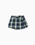 Jupe-short en coton à carreaux B&S pour fille, bleu/vert/beige