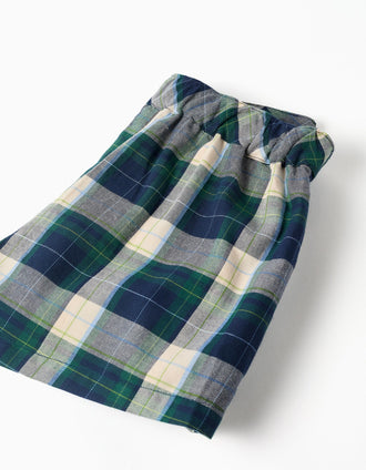 Cotton skort with check pattern B&S for girls, blue/green/beige