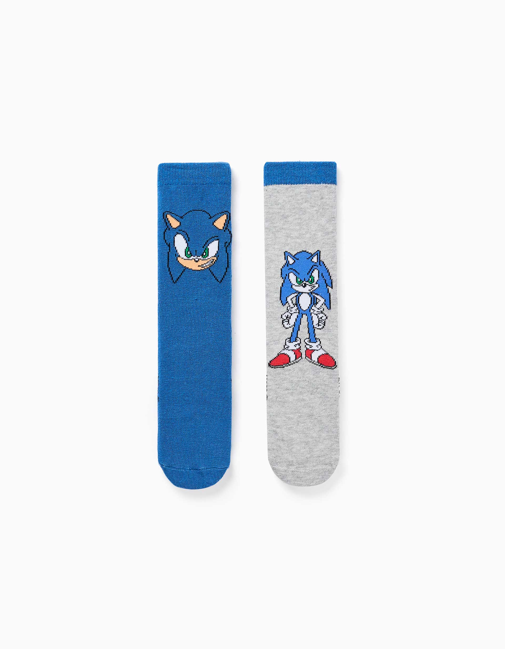 Pack de 2 meias antiderrapantes Sonic para menino, azul/cinza