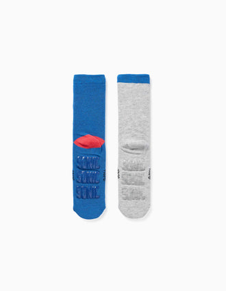 Pack de 2 meias antiderrapantes Sonic para menino, azul/cinza