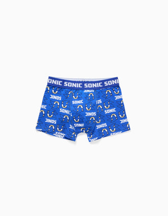 Pack de 4 boxers com estampados Sonic para menino, azul/cinza-claro