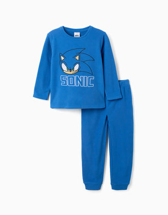 Pijama polar com bordado do Sonic para menino, azul