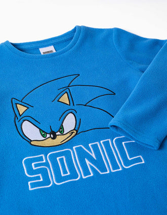 Pijama polar com bordado do Sonic para menino, azul