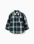 Long sleeve checked cotton shirt B&S for baby boys, blue/green/beige