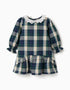 Robe en coton à carreaux à volants B&S pour bébé fille, bleu/vert/beige