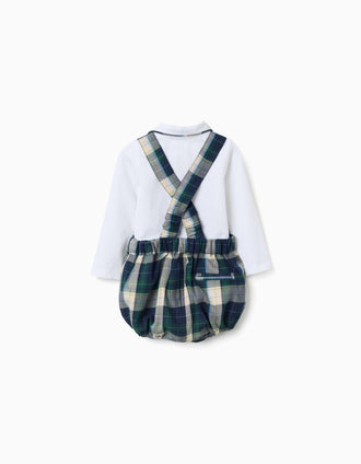 Ensemble body + short à carreaux B&S nouveau-né, blanc/bleu/vert/beige