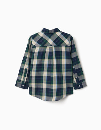 Chemise à manches longues en coton à carreaux B&S pour garçon, multicolore