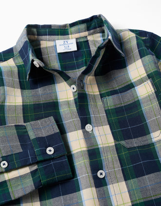 Chemise à manches longues en coton à carreaux B&S pour garçon, multicolore