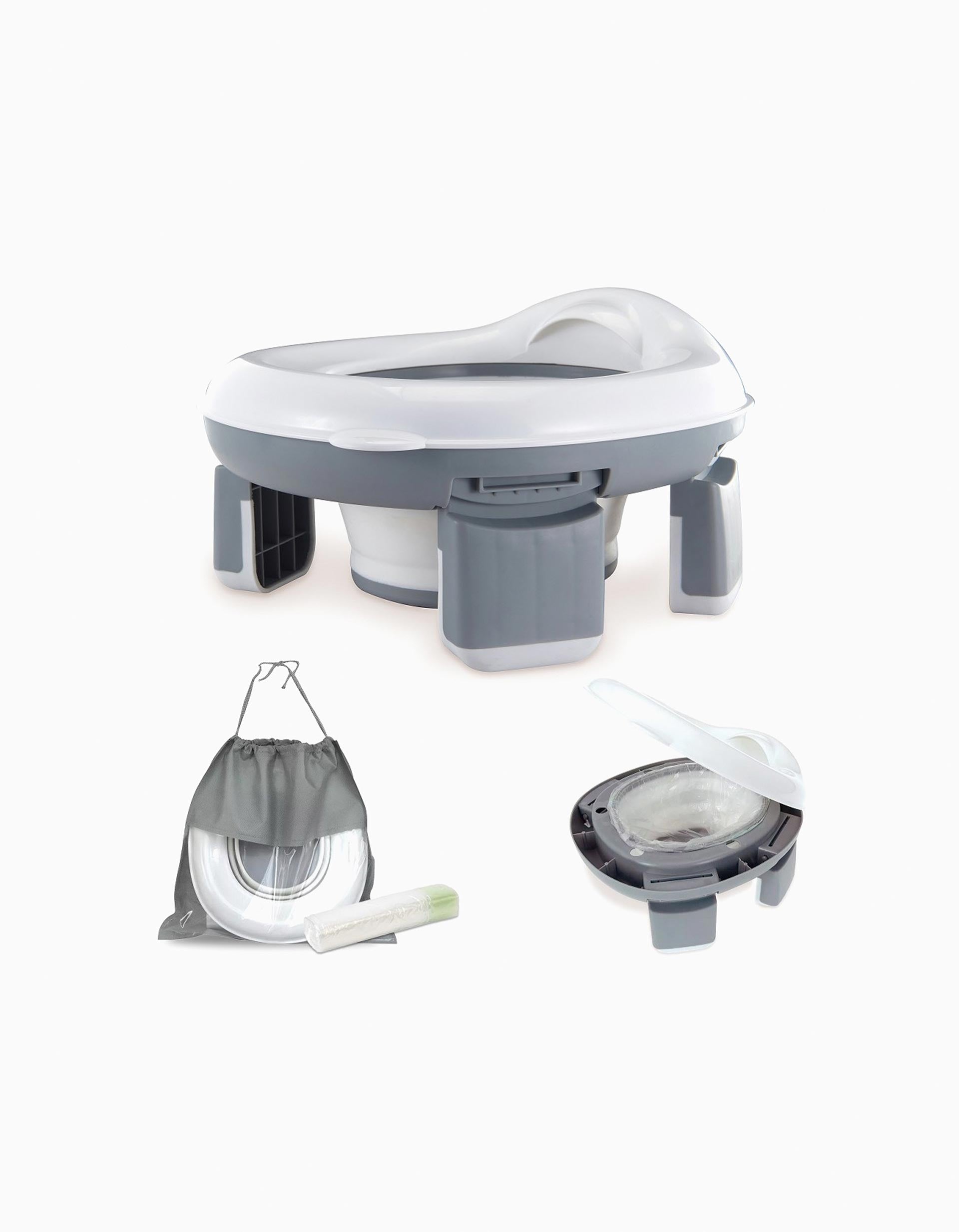 2em1 Bacio e Redutor de Sanita Portátil Interbaby, Cinza