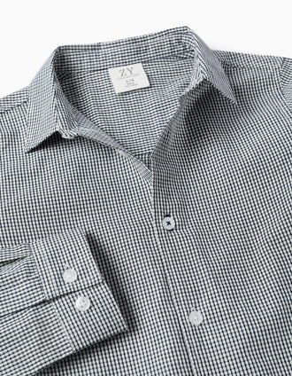 Long sleeve shirt with gingham pattern for boys, white/navy blue