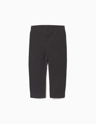 Lot de 2 leggings unis et imprimés pour bébé fille, gris foncé/rose
