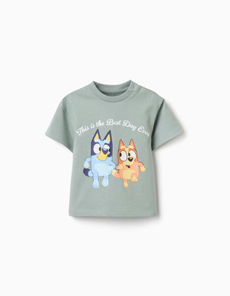 T-shirt en coton avec imprimé Bluey et Bingo pour bébé et enfant, vert