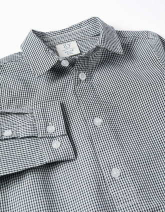 Chemise à manches longues à motif Vichy pour bébé garçon, blanc/bleu