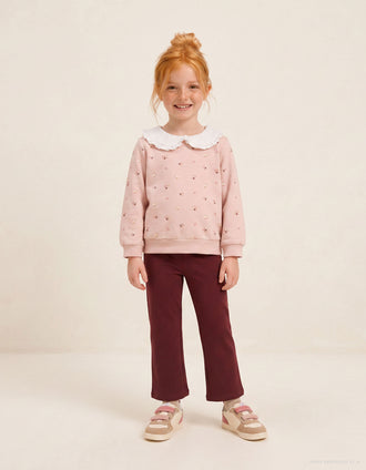Cotton sweatshirt and trousers set for baby girls, light pink/brown