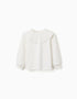 T-shirt en coton avec maxi col en broderie anglaise pour fille, blanc