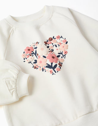 Conjunto de sweat e calças de algodão para bebé menina, branco/azul