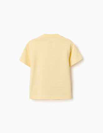 T-shirt en coton à imprimé Marvel Heroes pour bébé et garçon, jaune